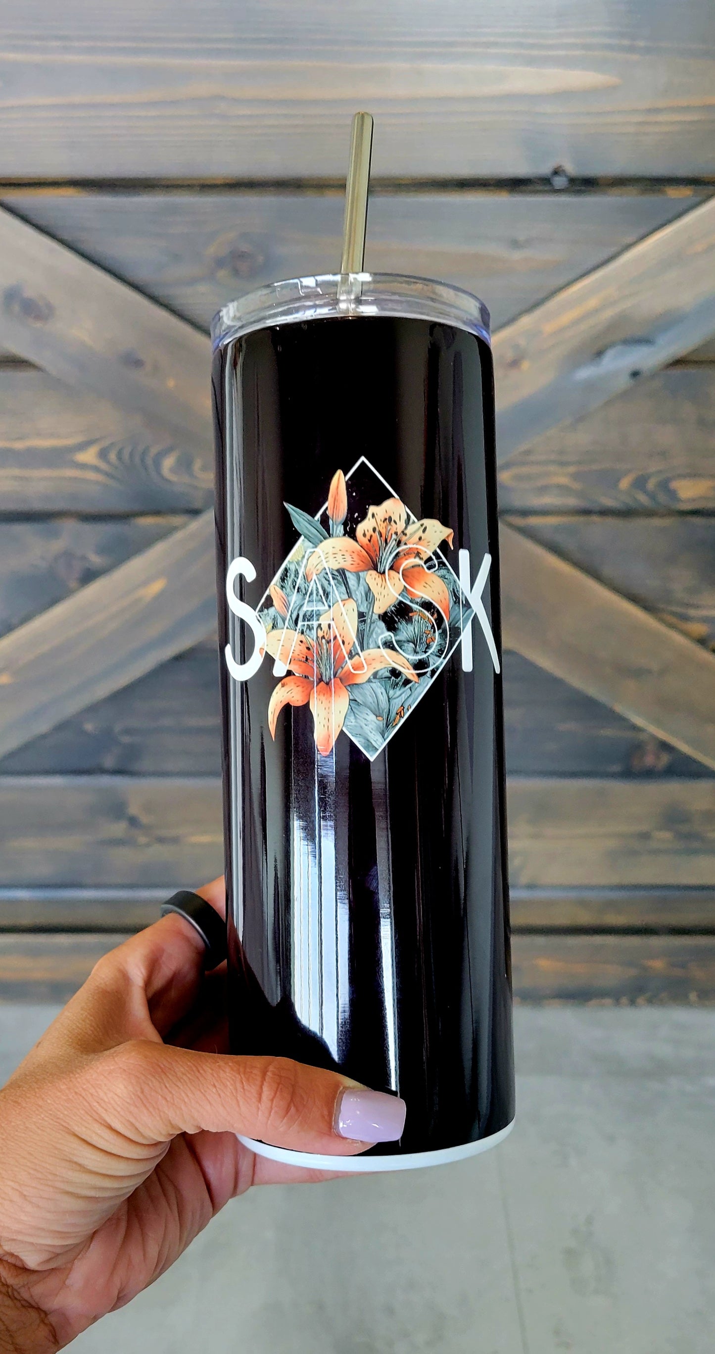 SASK Diamond Black Skinny Tumbler | Saskatchewan Tumbler