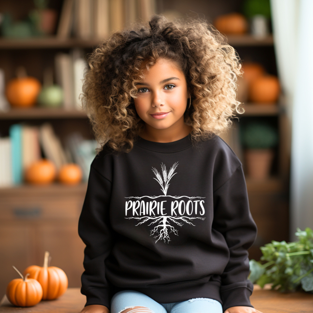 Prairie Roots Youth & Toddler Crewneck (Black) | Saskatchewan Apparel