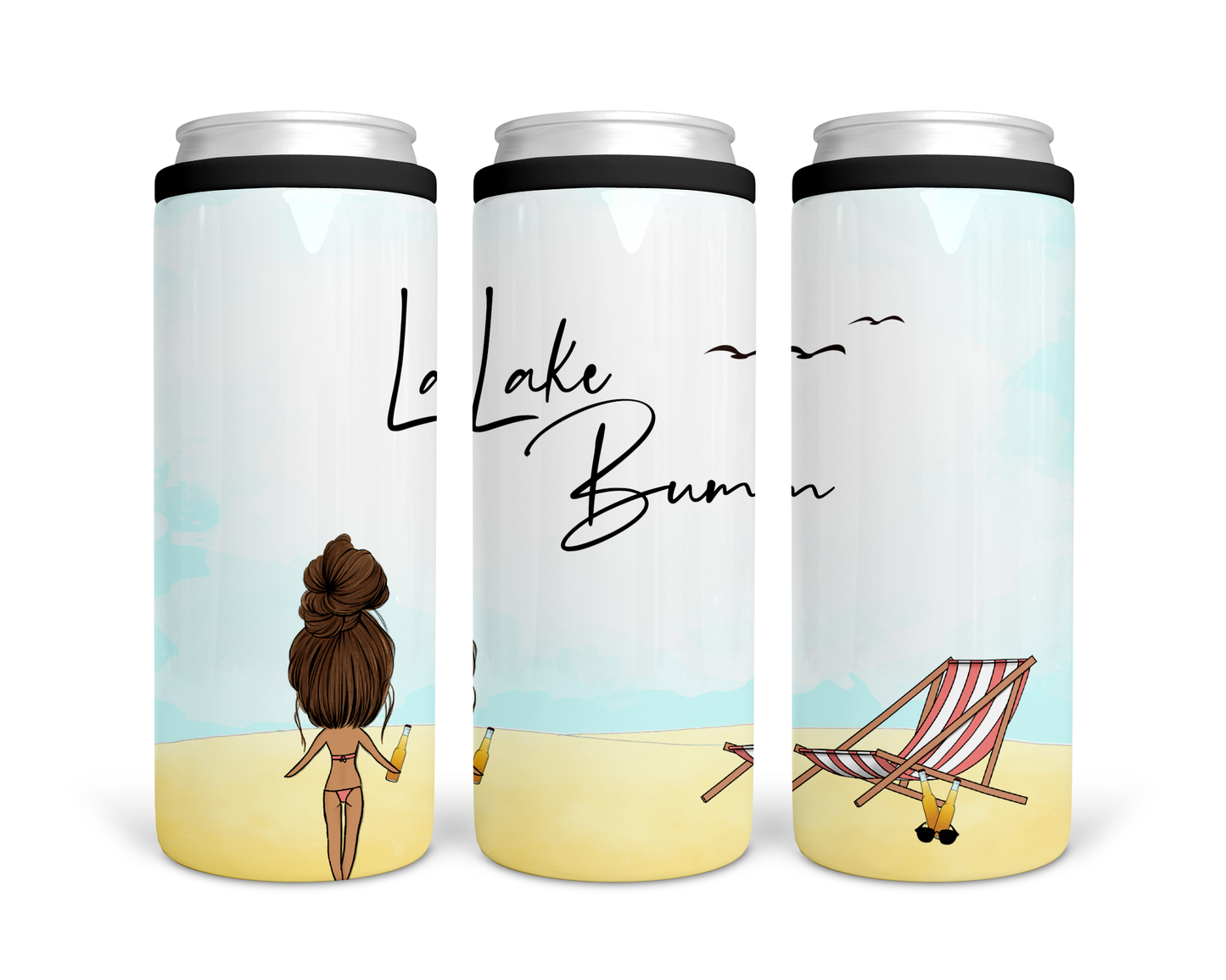 Lake Bum Skinny Can Stainless Steel Koozie