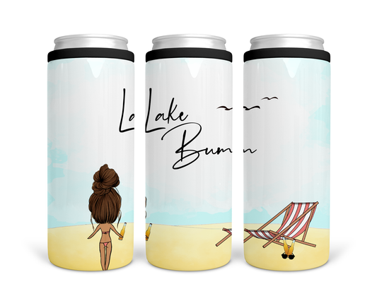 Lake Bum Skinny Can Stainless Steel Koozie