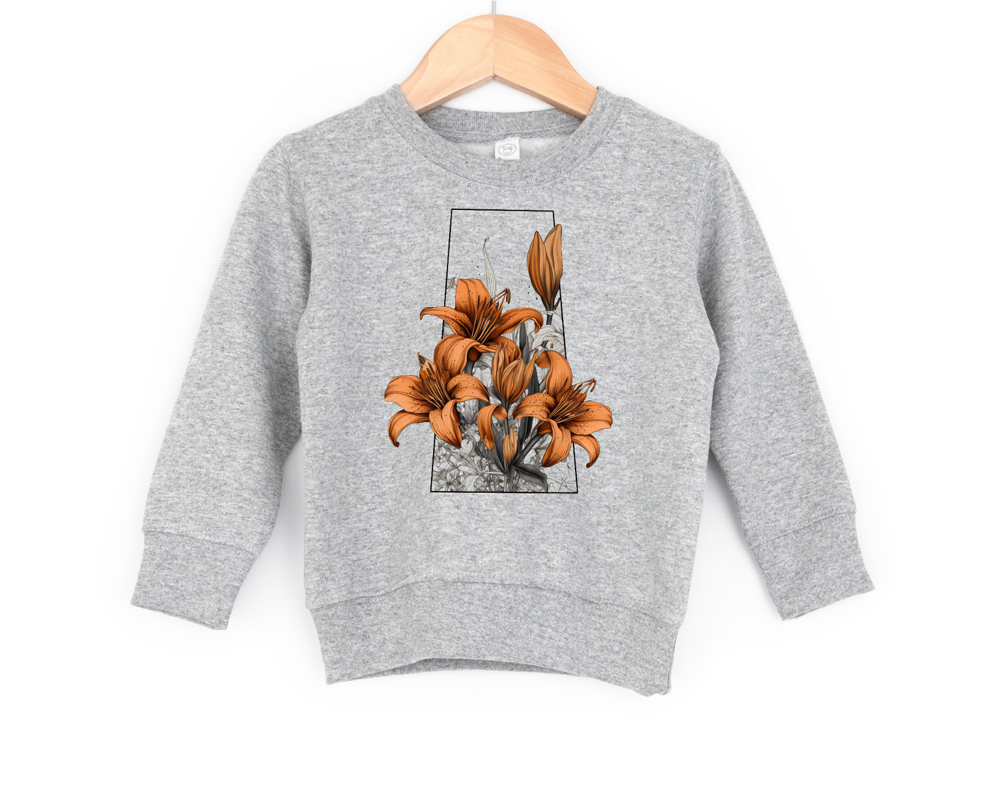 Prairie Lily Province Youth & Toddler Crewneck (Grey) | Saskatchewan Apparel