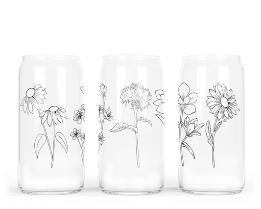 Wildflower Glass Can with Bamboo Lid